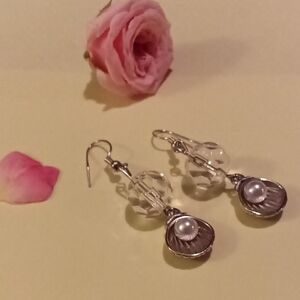 Elegant Silver and White Pearl Earrings